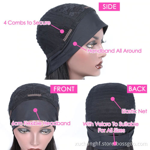 Kinky Straight Headband Wig Human Hair Glueless Half Wig With Head band Brazilian Yaki Headband Wigs For Black Women